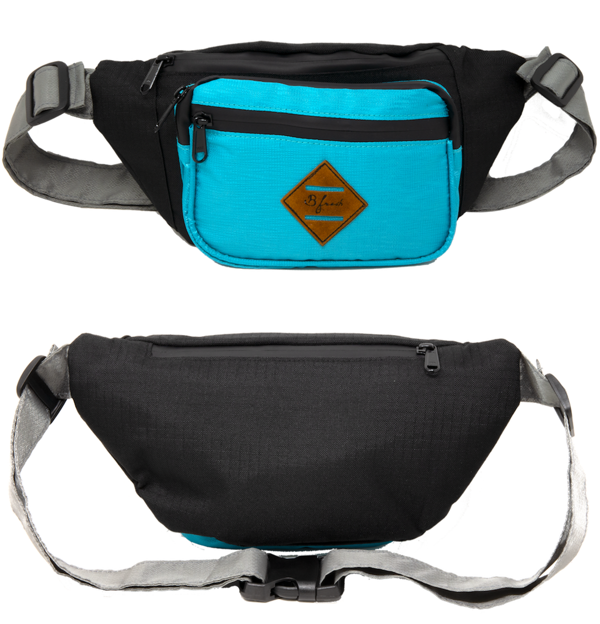 Rainier Water Resistant Fanny Pack - B Fresh - Blue grey black water proof material fanny pack with black water resistant zippers retro throwback design. B Fresh Gear