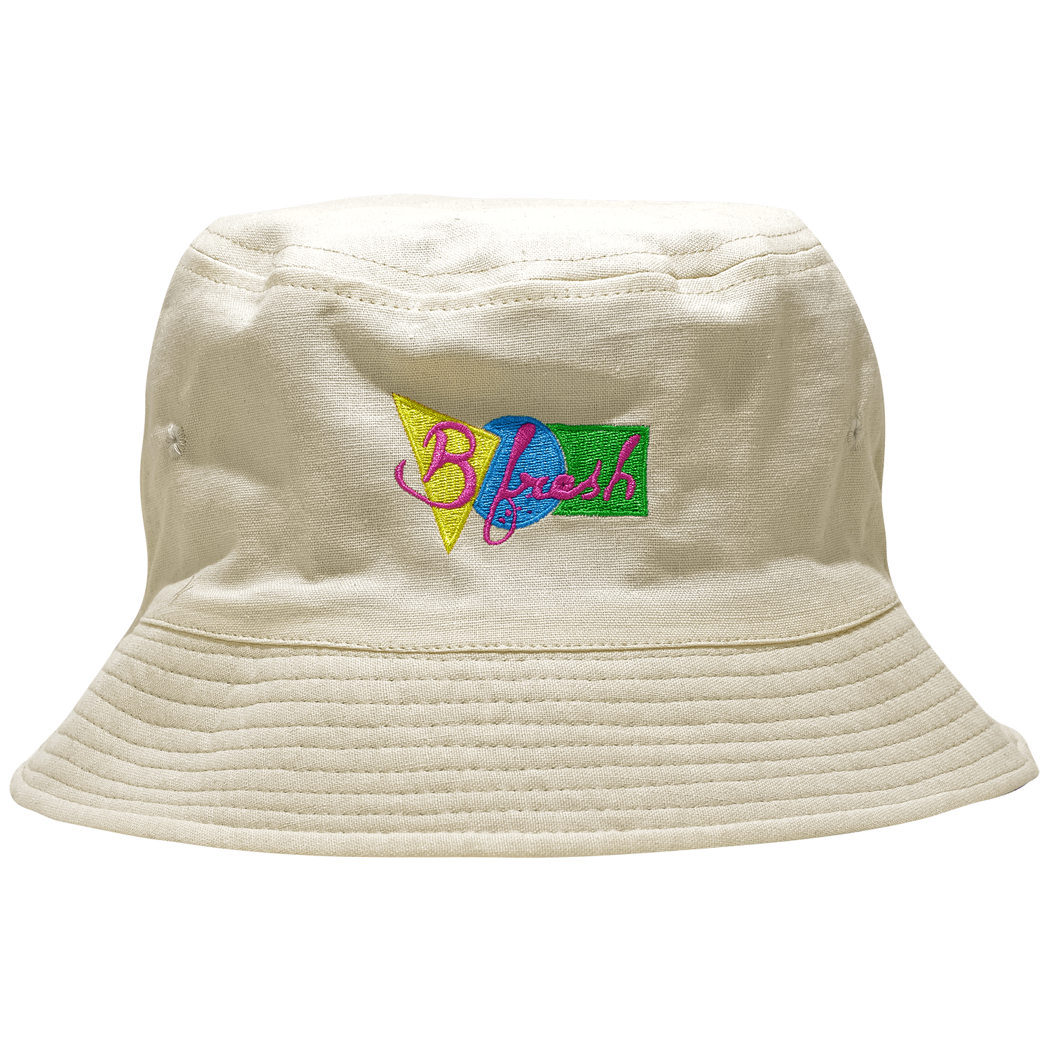 Beach Bum Retro Summer 80s California Florida Tropical Palm Tree Ocean Yellow Blue Pink Reversible Bucket Hat. B Fresh Gear.