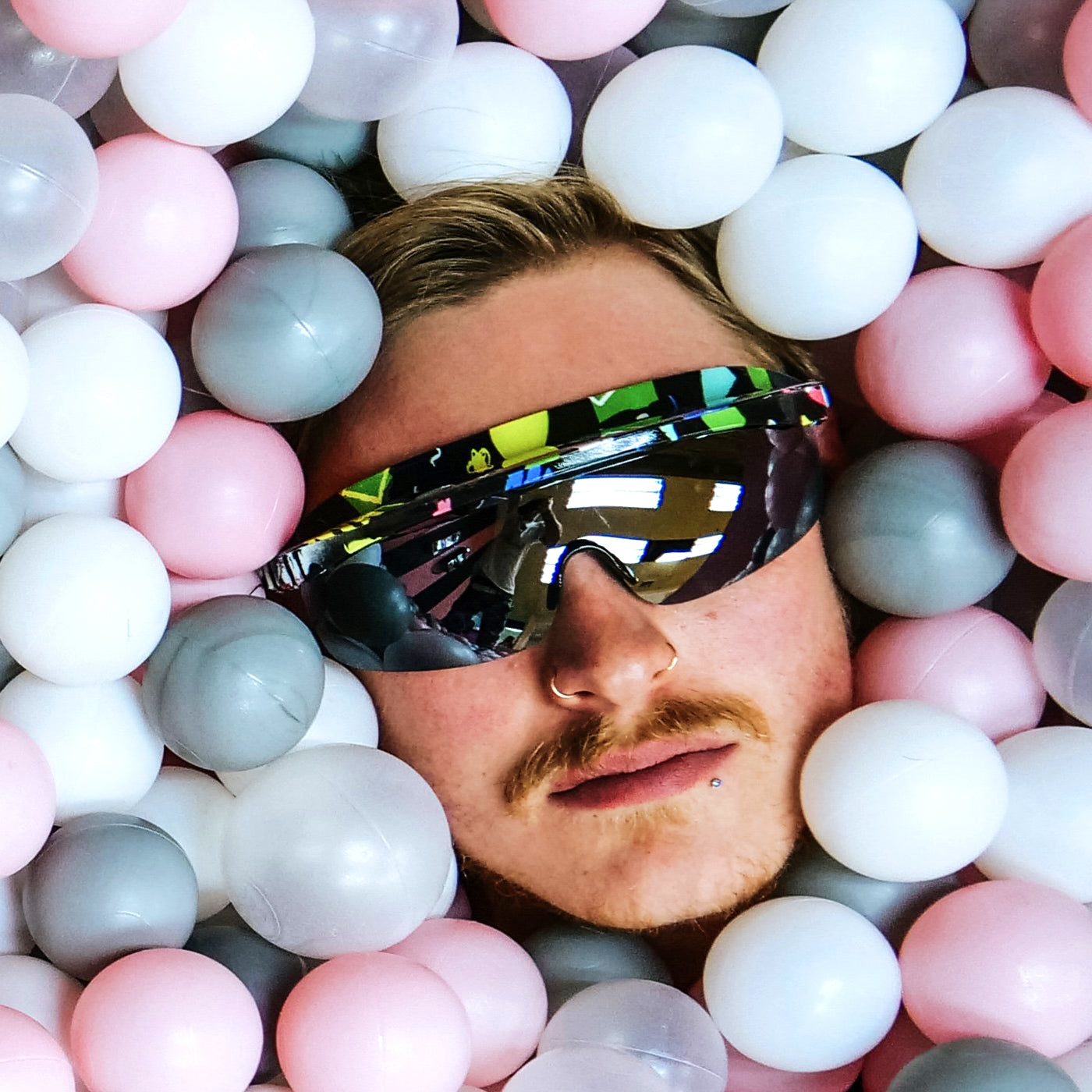 Get In Shapes Visor Shades - 80's Sunglasses - Abstract Print - B Fresh