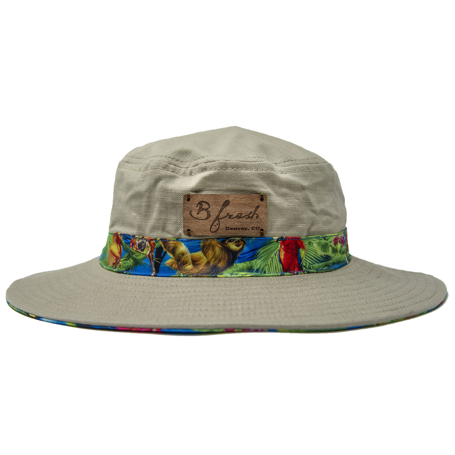 Sloth Safari Style Bucket Hat. Tan Summer Beach Boating Hat. B Fresh Gear.