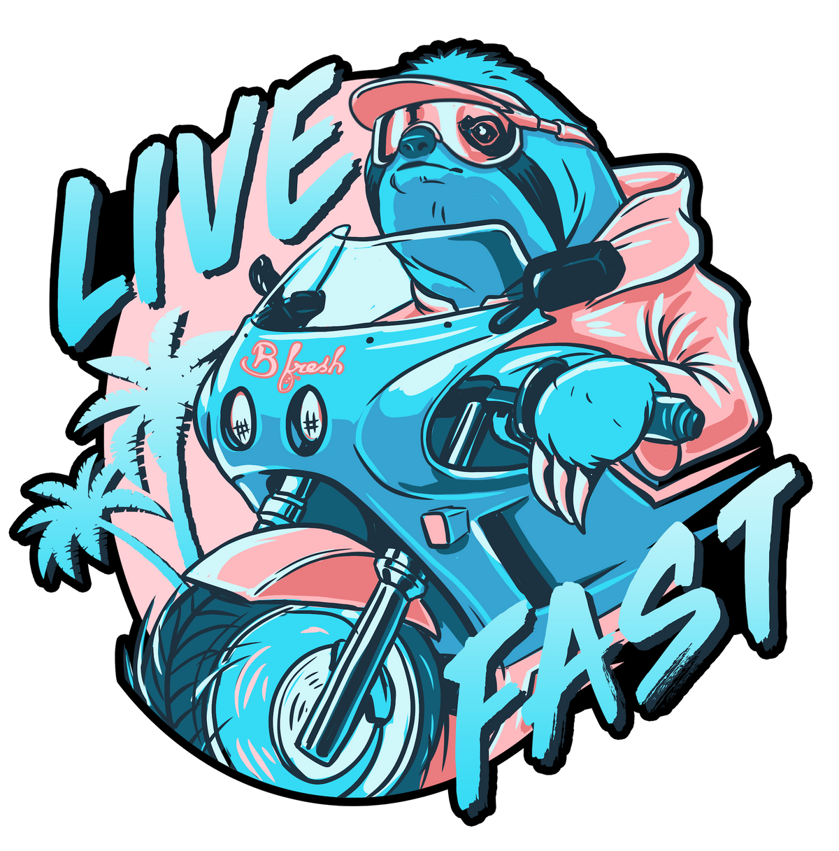 Live Fast Sloth - Sticker