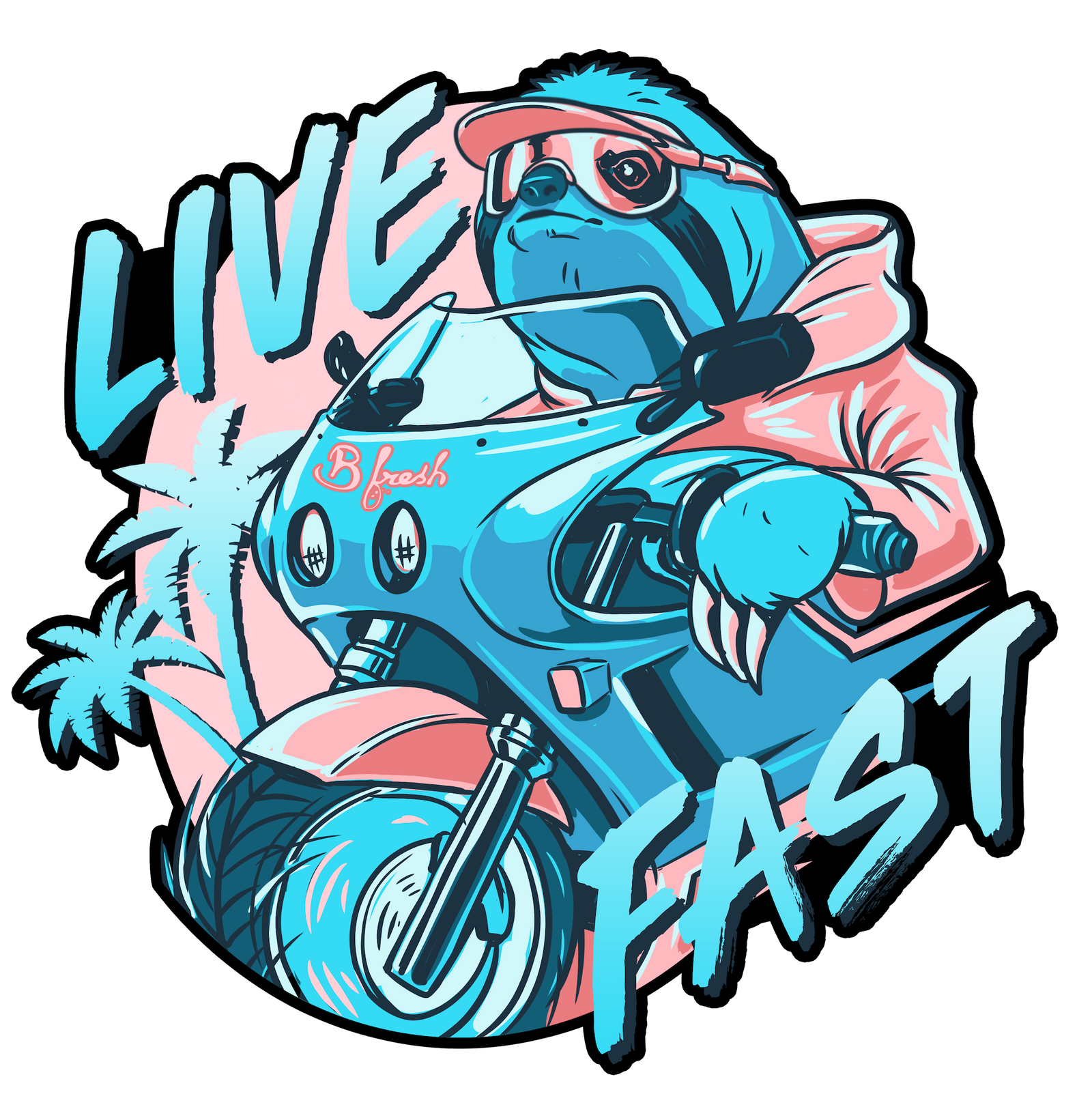 Live Fast Sloth - Sticker
