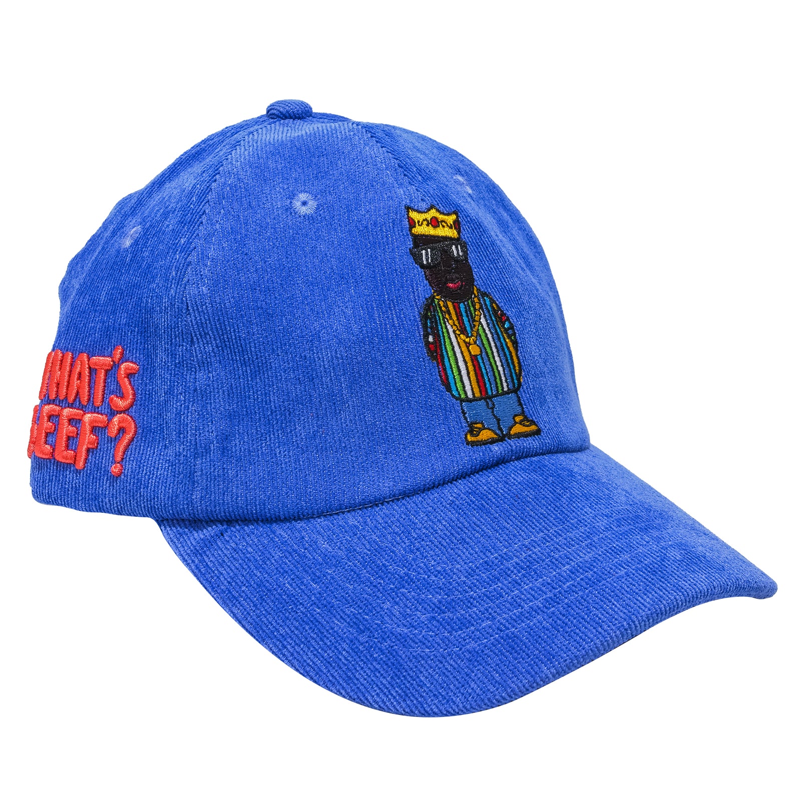 Biggie Whats Beef Dad Hat - Retro Coogi 80s 90s Biggie Smalls Corduroy Dad Hat. B Fresh Gear.