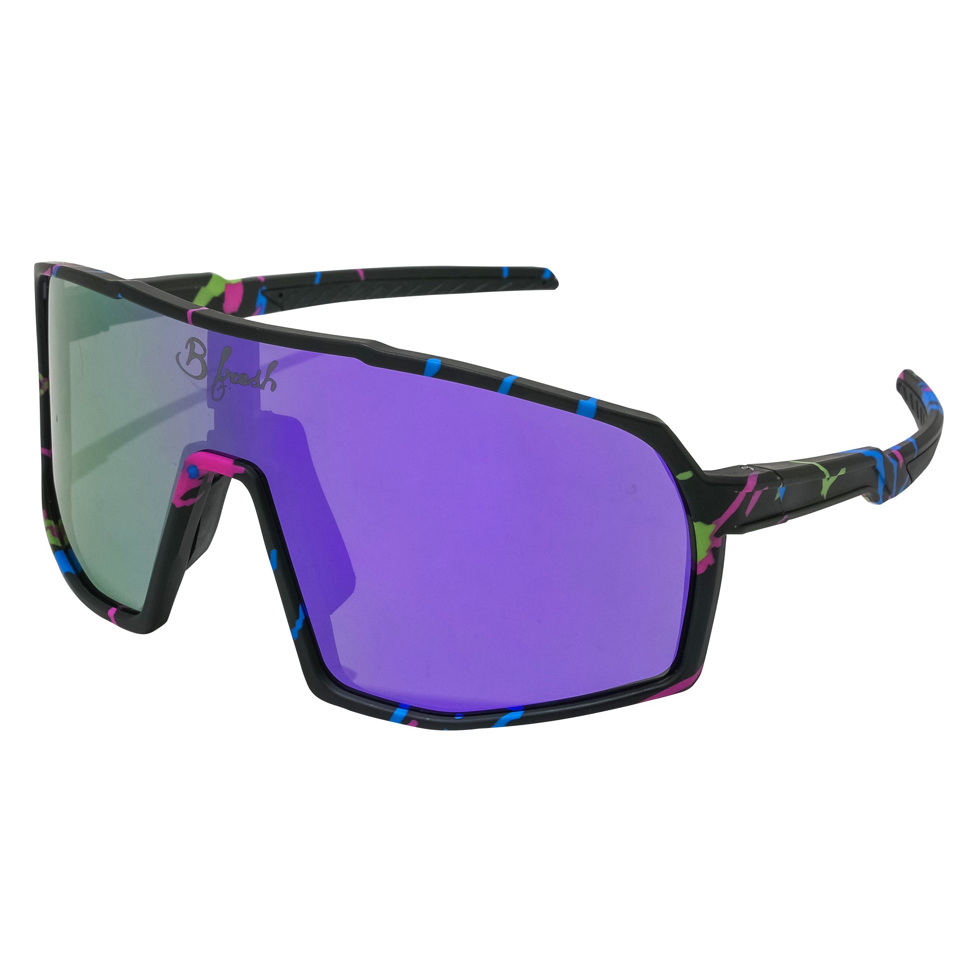Black splatter active outdoor sports shades, volleyball sunglasses with interchangaeble lenses. Polarized and UV400 