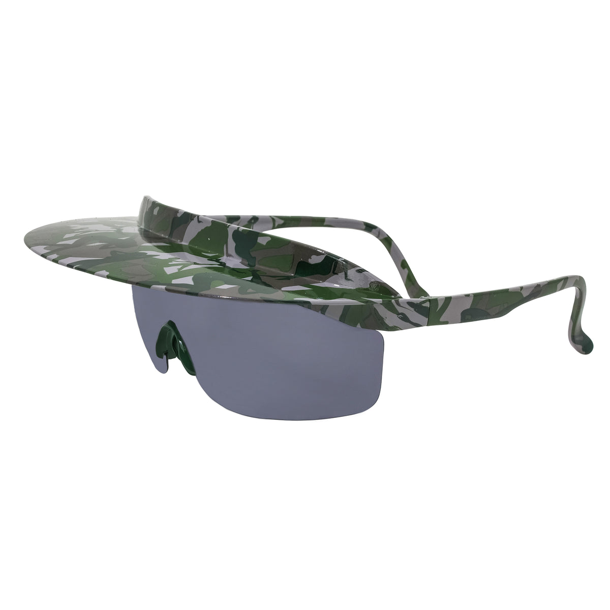 Vintage Camo pinup girl UV400 Polarized visor shade sunglasses. Stripper Camo black green grey throwback 90s design. B Fresh Gear