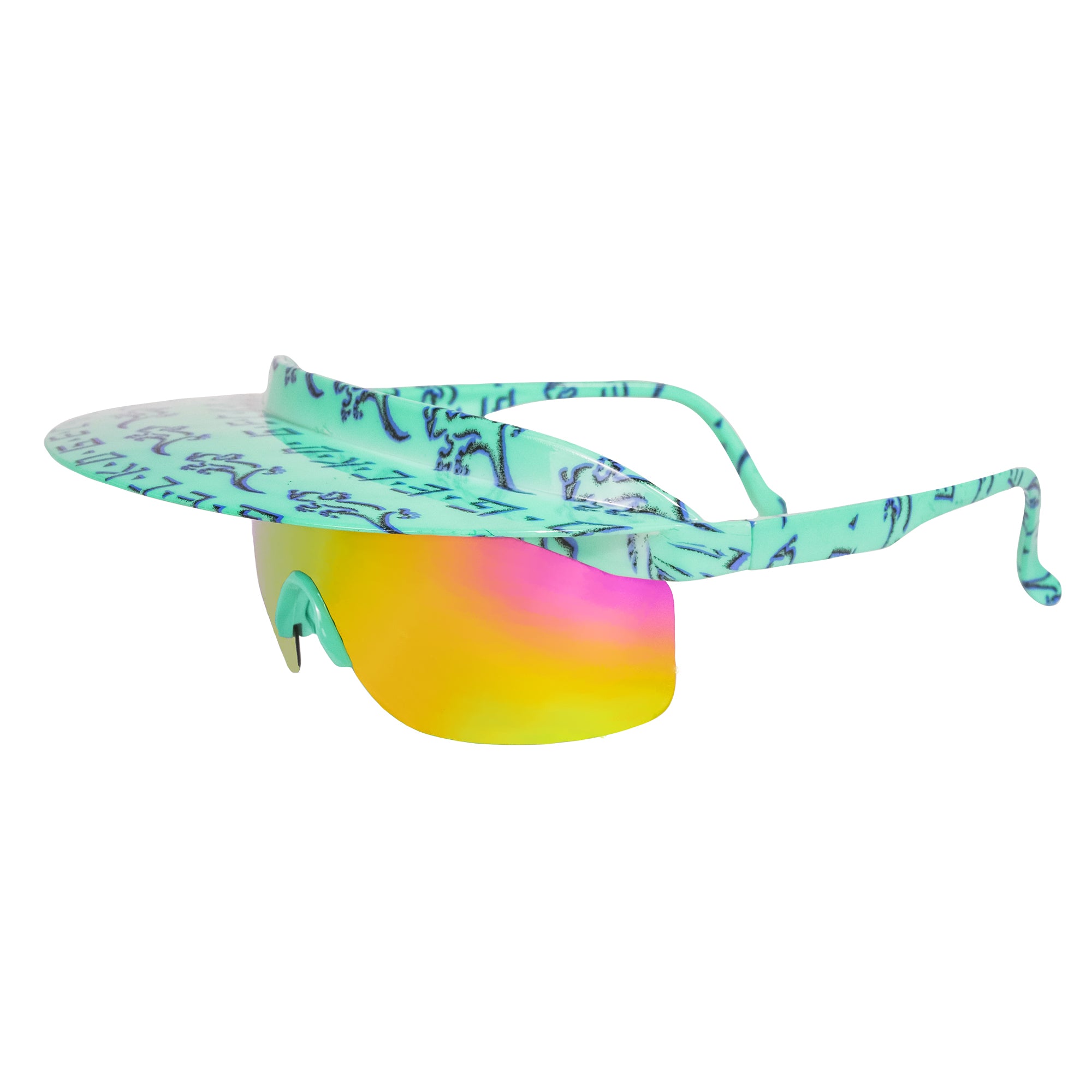 Gecko Hawaii Petro Mint 80s Visor sunglasses. Retro inspired gecko hawaii clothing visor shade beach ski visor shades sunglasses. Tropical polarized UV 400 visor sunglasses 90s design. B Fresh Gear