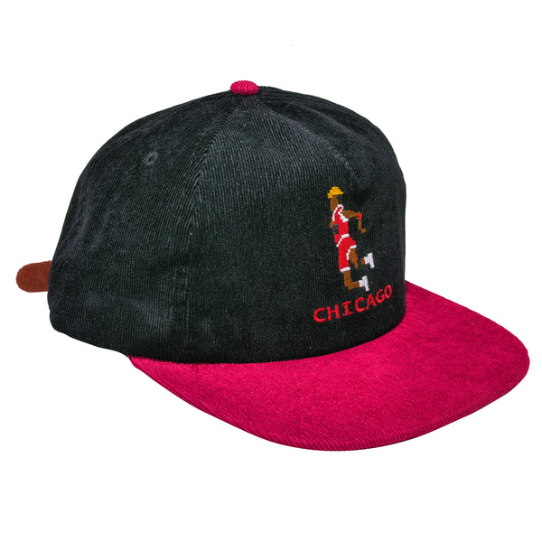 Tecmo Jordan Retro 8bit Corduroy Grey Red Basket Ball Vintage Hat. B Fresh Gear.