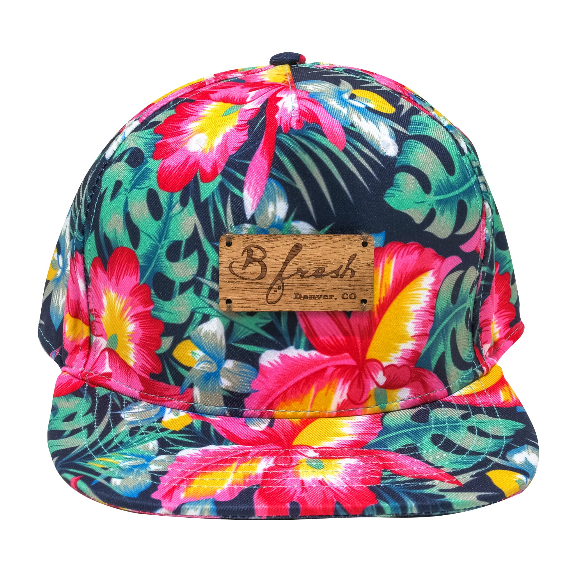 Magnum P.I Hawaii 5.0 Floral Florida Miami Tropical 80s Flat Bill Hat Snapback. B Fresh Gear.