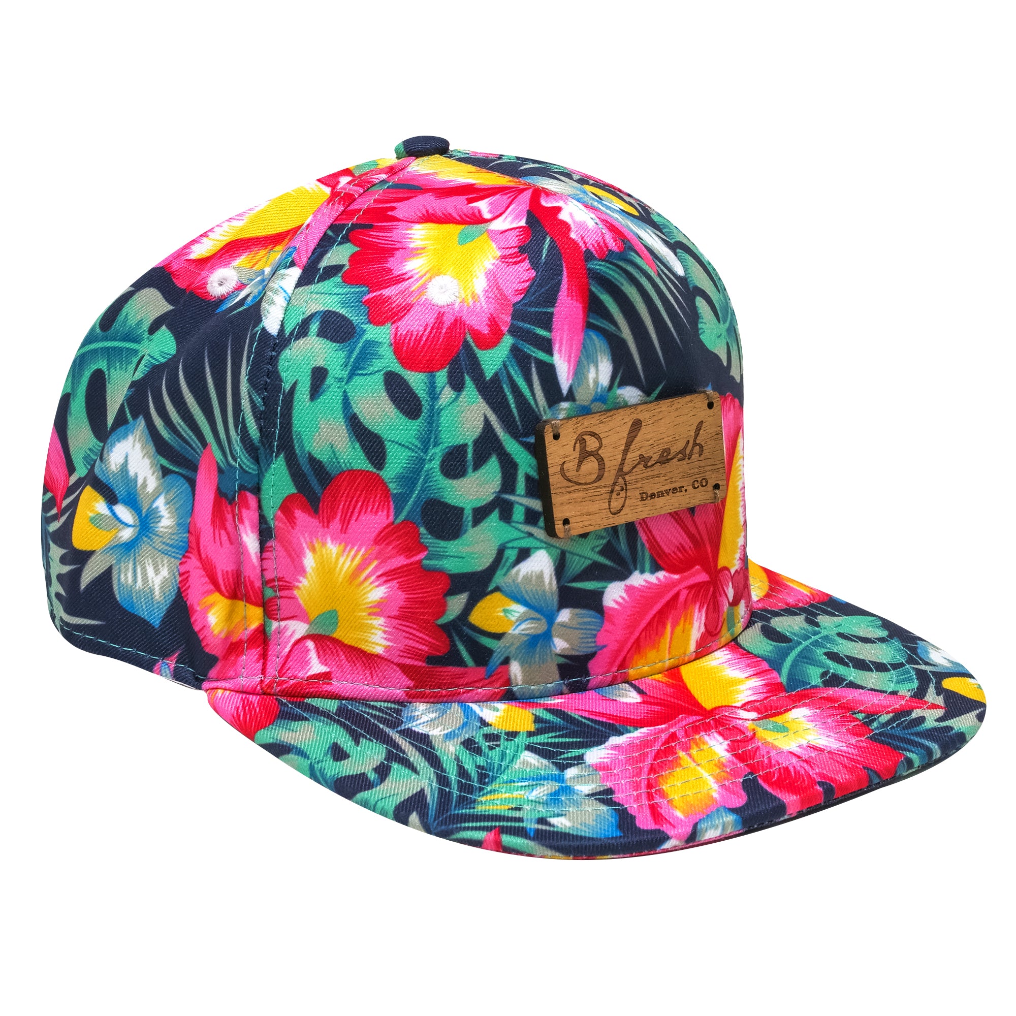 Magnum P.I Hawaii 5.0 Floral Florida Miami Tropical 80s Flat Bill Hat Snapback. B Fresh Gear.