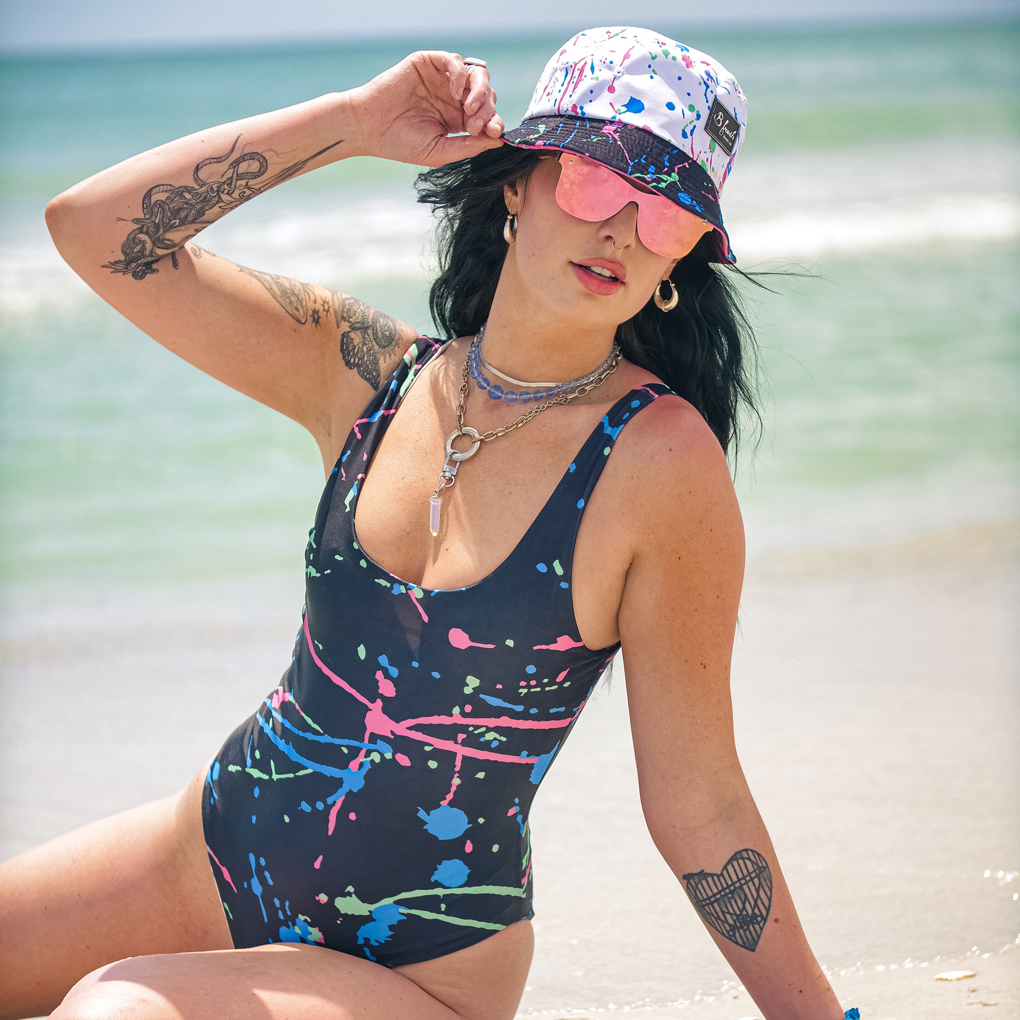 90s Splatter - Reversible Swimwear