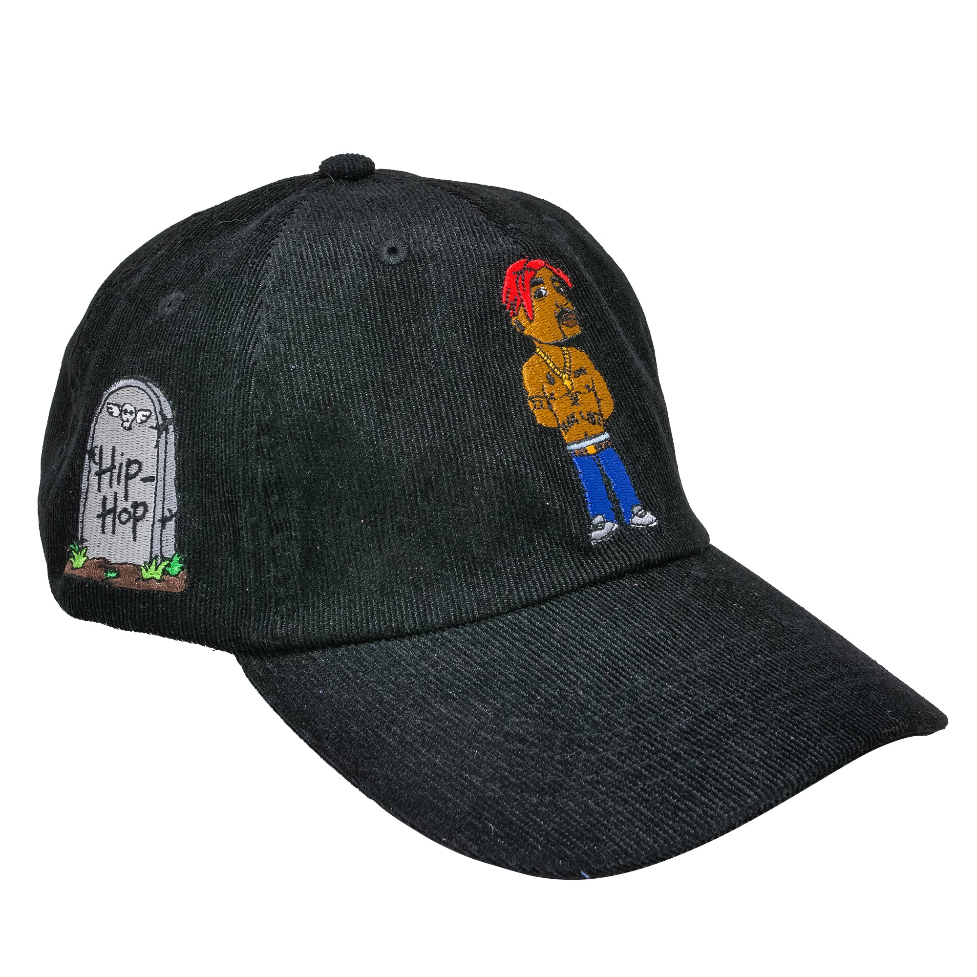 Tupac Hit em up Hip Hop Corduroy Pac Biggie Smalls Whats Beef Black Micro Corduroy Dad Hat Leather Strap. B Fresh Gear.