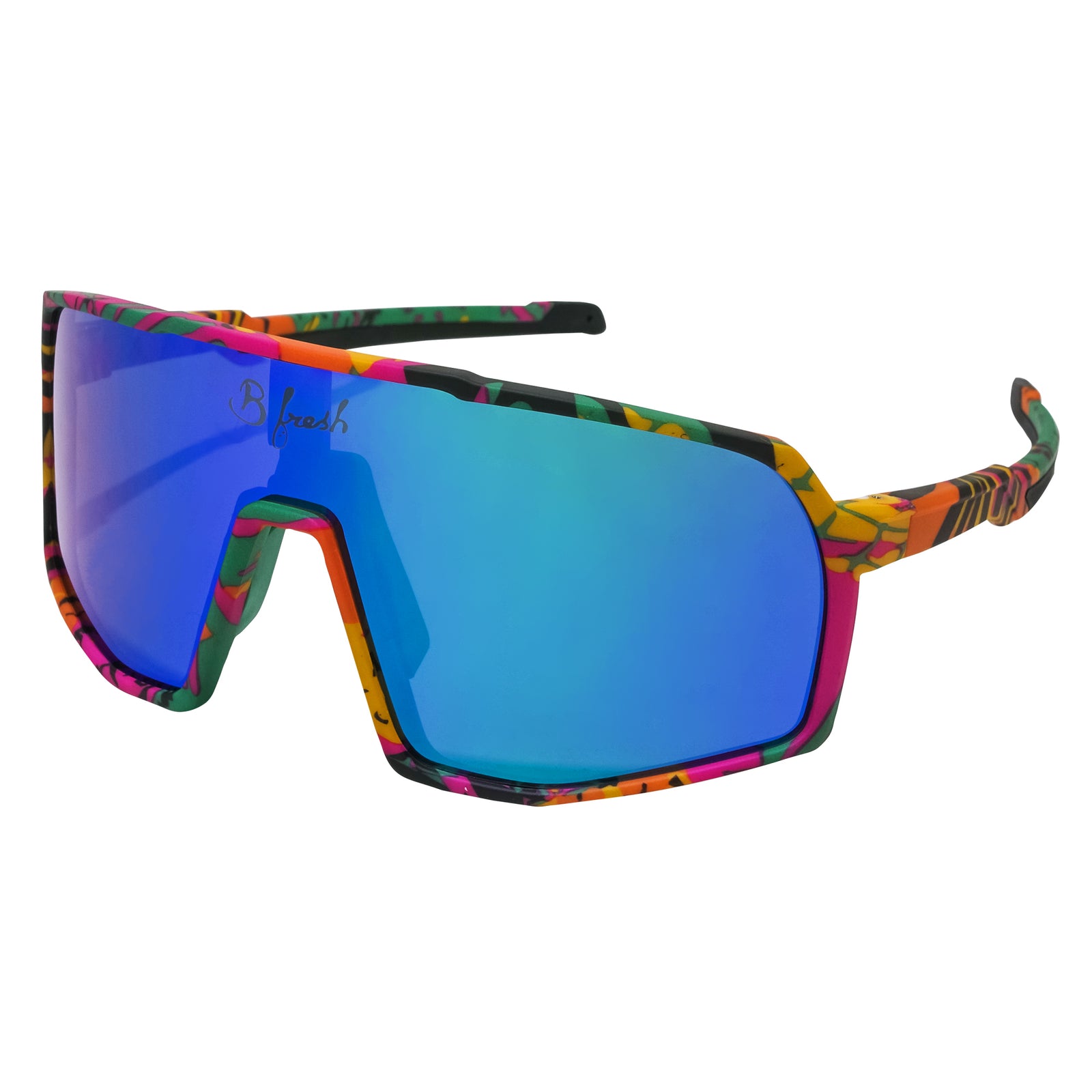 Miami Vice, retro inspired, wrap around sunglasses. Volleyball, Mountain Biking shades. Polarized and UV400 lenses included.