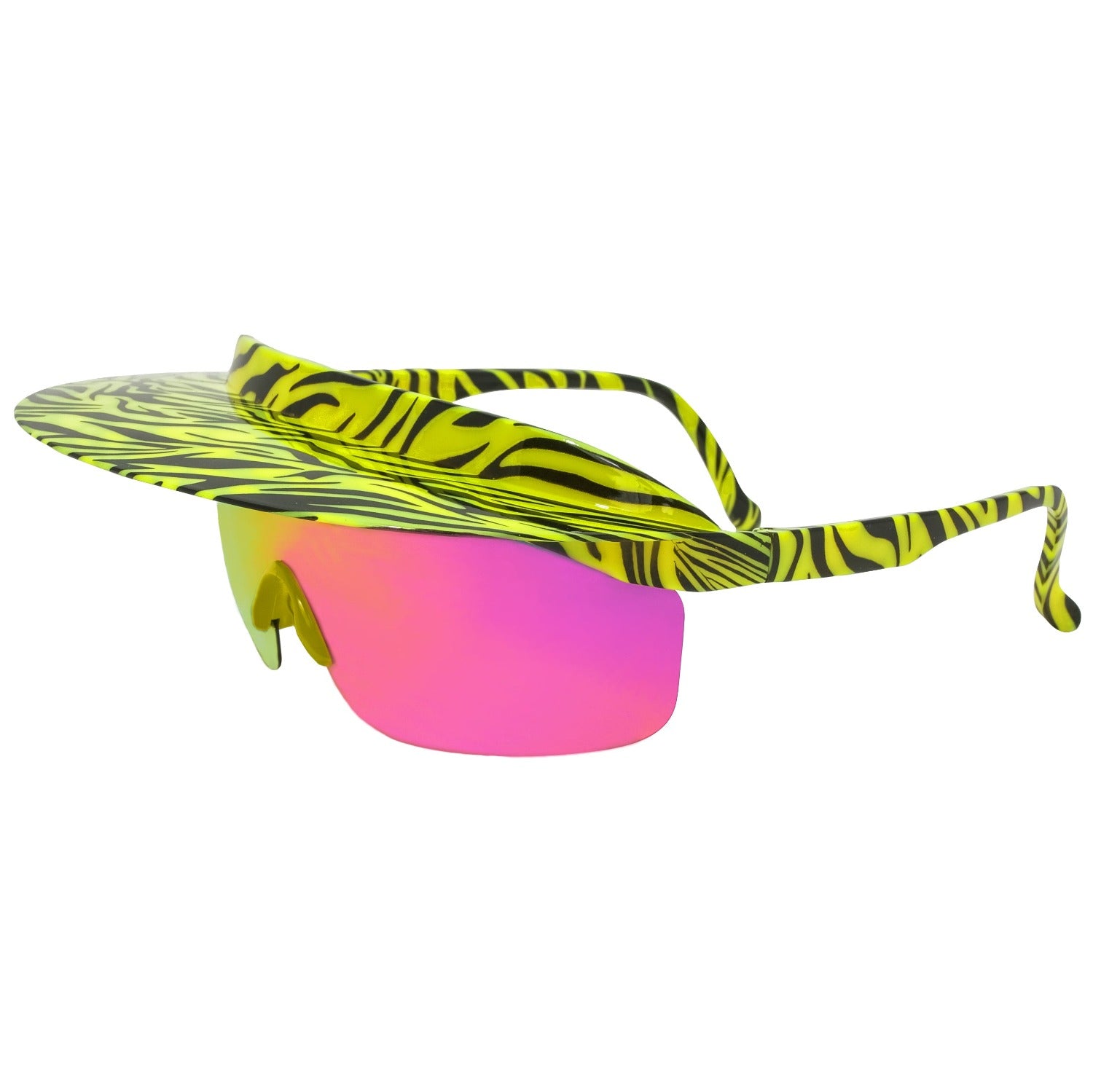 Smack Down Visor Shade Sunglasses - Retro randy savage inspired 80s 90s sunglasses UV400 Polarized vintage visor shades. Yellow and black tiger throwback design. B Fresh Gear