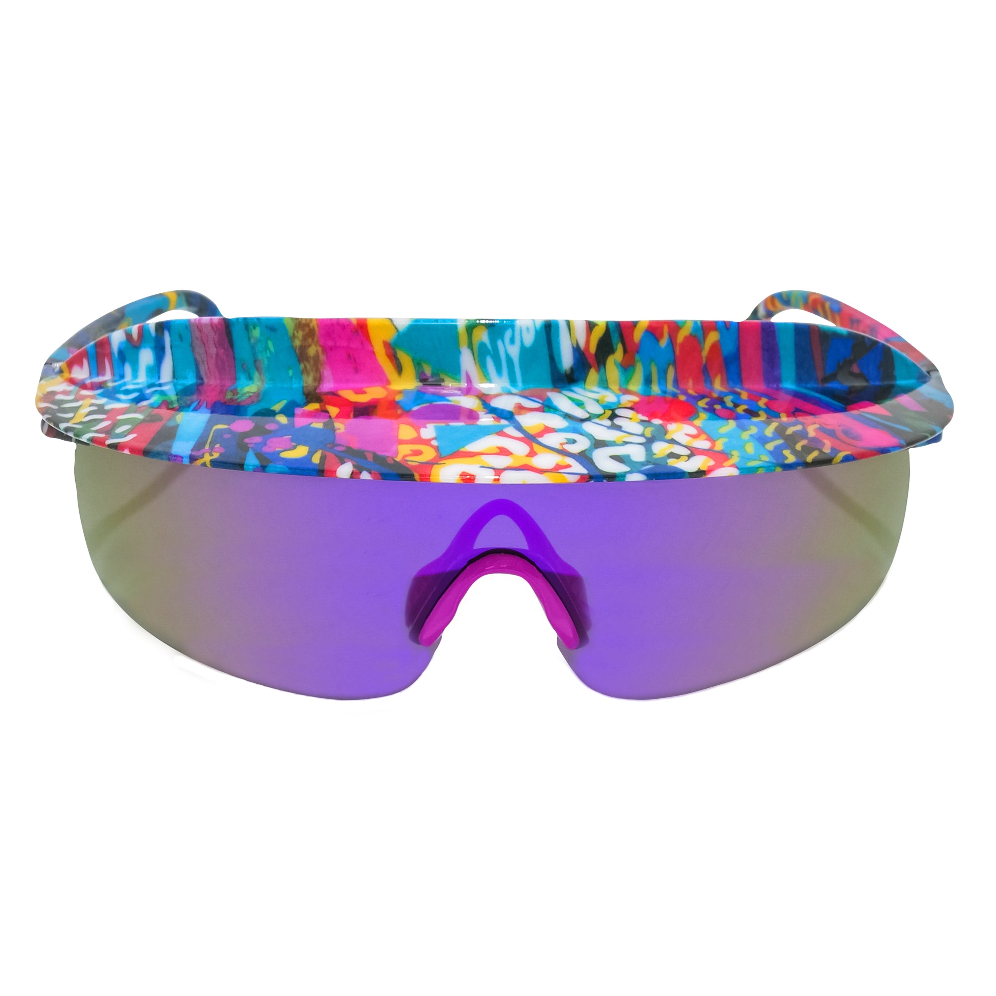 Van Dopes 80's Retro Vintage Ski Visor Shade Sunglasses. Coogi inspired throwback purple yellow red blue pink visor shade sunglasses - Polarized UV400 boats to the slopes ski glasses. B Fresh Gear